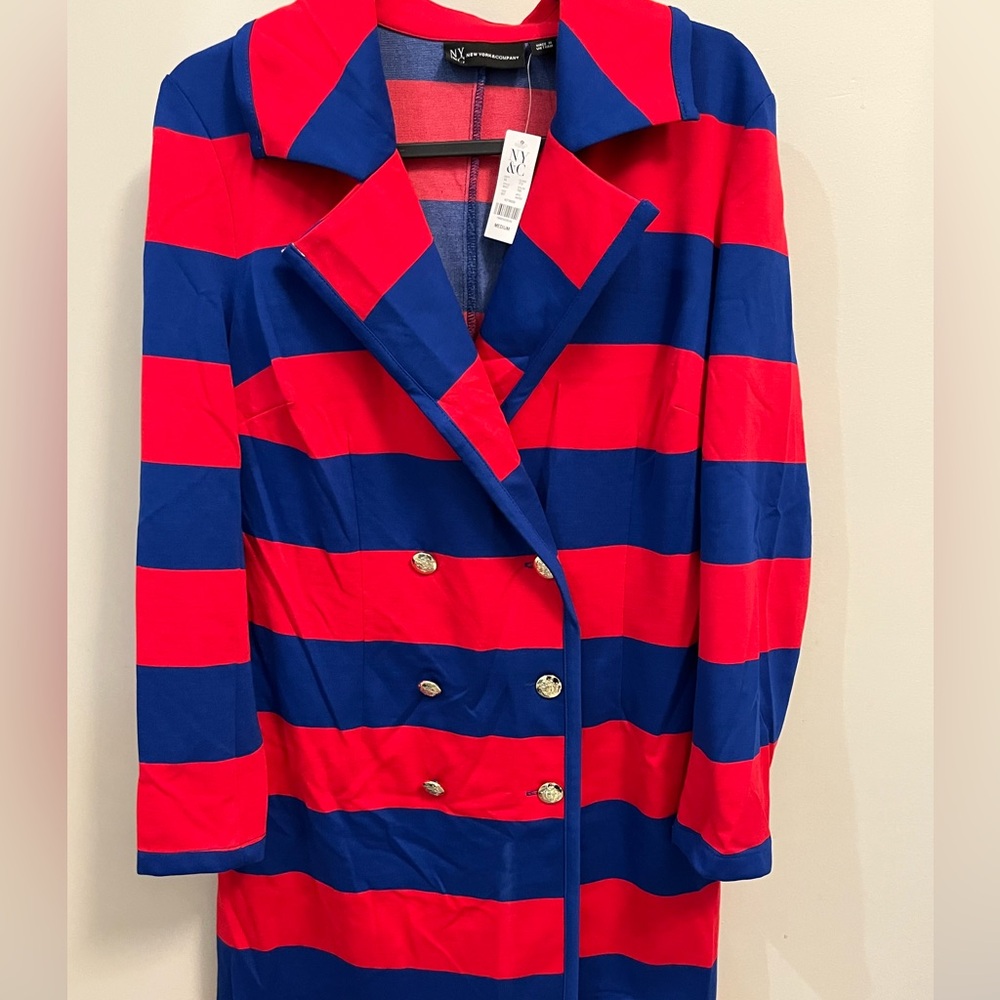 New York & Company Sleeve Dress Striped